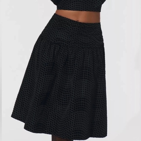 Anthropology Maeve Taffeta Dot Midi Skirt Black Size 12 NWT - Picture 7 of 9